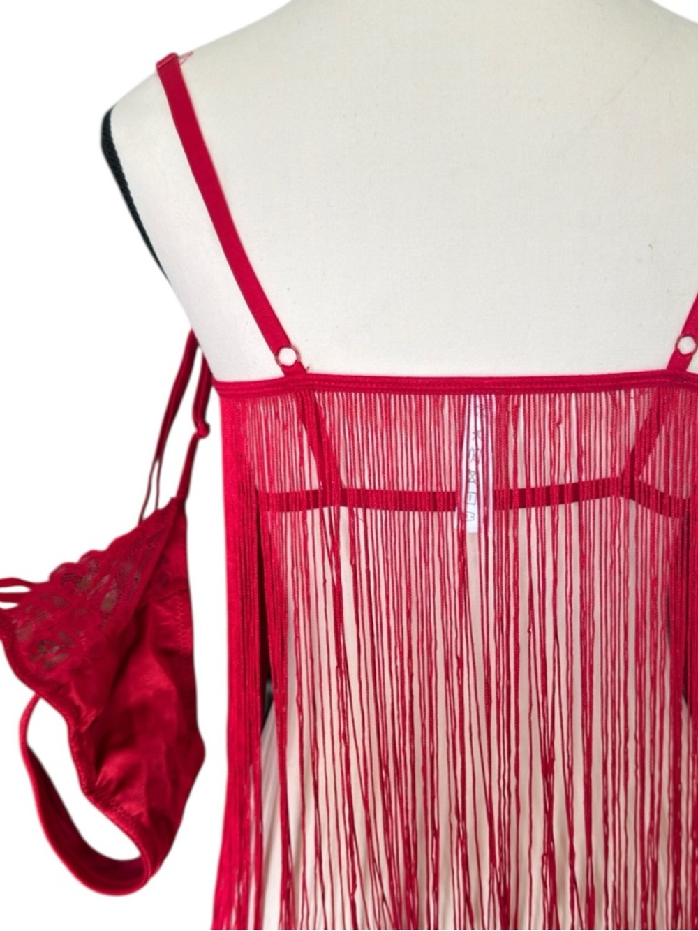 Coquette Red Fringe Lingerie Set Bra & G-String S NWOT Boudoir Tassel - Picture 3 of 8